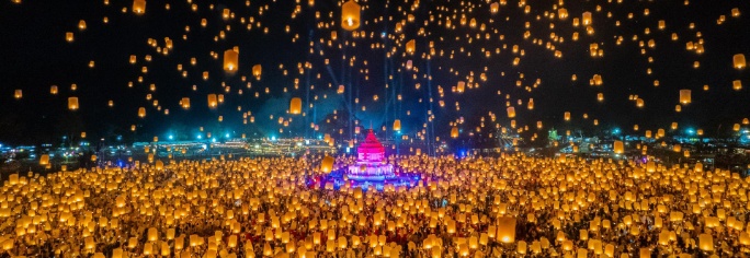 Tailandia, Yeepeng festival linternas voladoras cielo, fiestas del mundo