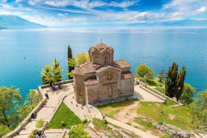 Macedonia, iglesia de Ohrid Jovan Kaneo en verano Macedonia, iglesia de Ohrid Jovan Kaneo en verano
