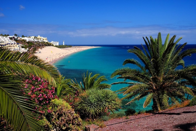 vista panorámica de playa morro jable fuerteventura