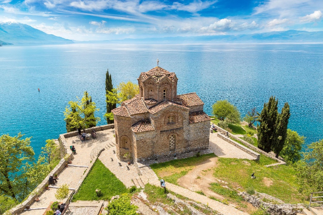 Macedonia, iglesia de Ohrid Jovan Kaneo en verano Macedonia, iglesia de Ohrid Jovan Kaneo en verano